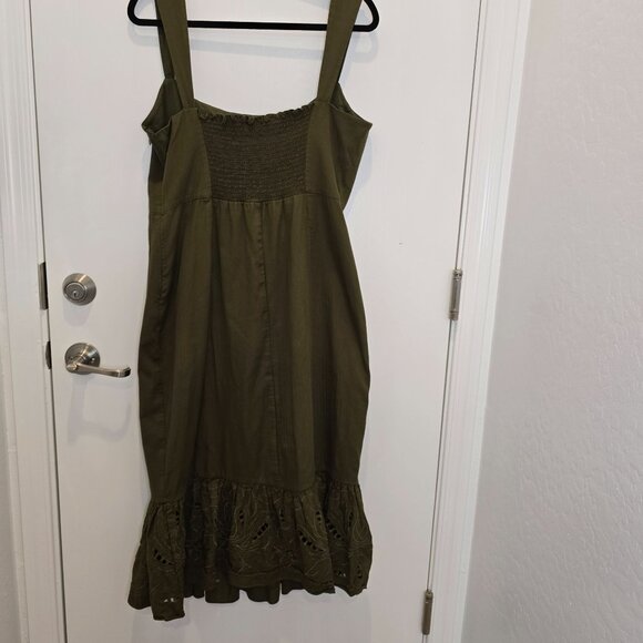 Sachin & Babi Olive Green Laura Dress Size 14 With Ruffled Eyelet Hem Made In In - Picture 10 of 16